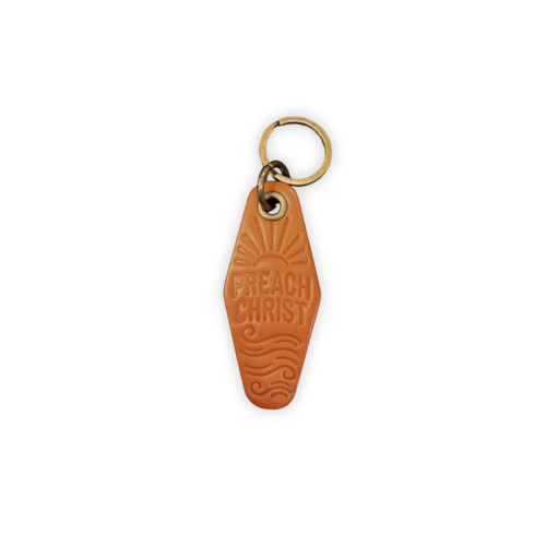 Preach Christ Leather Keychain