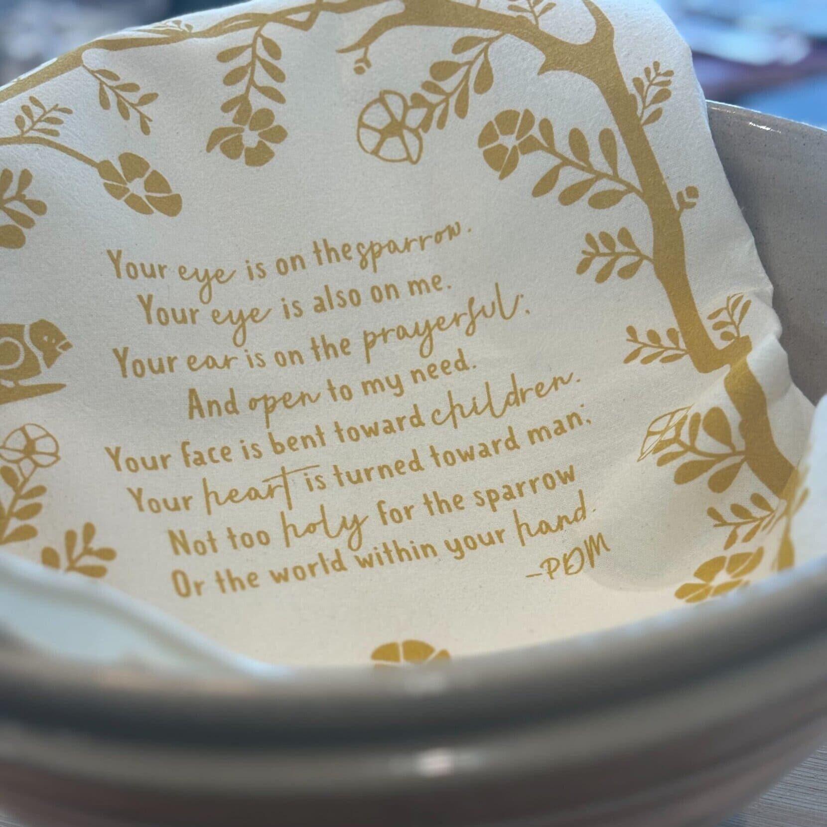"Not Too Holy for the Sparrow" Tea Towel - Image 3