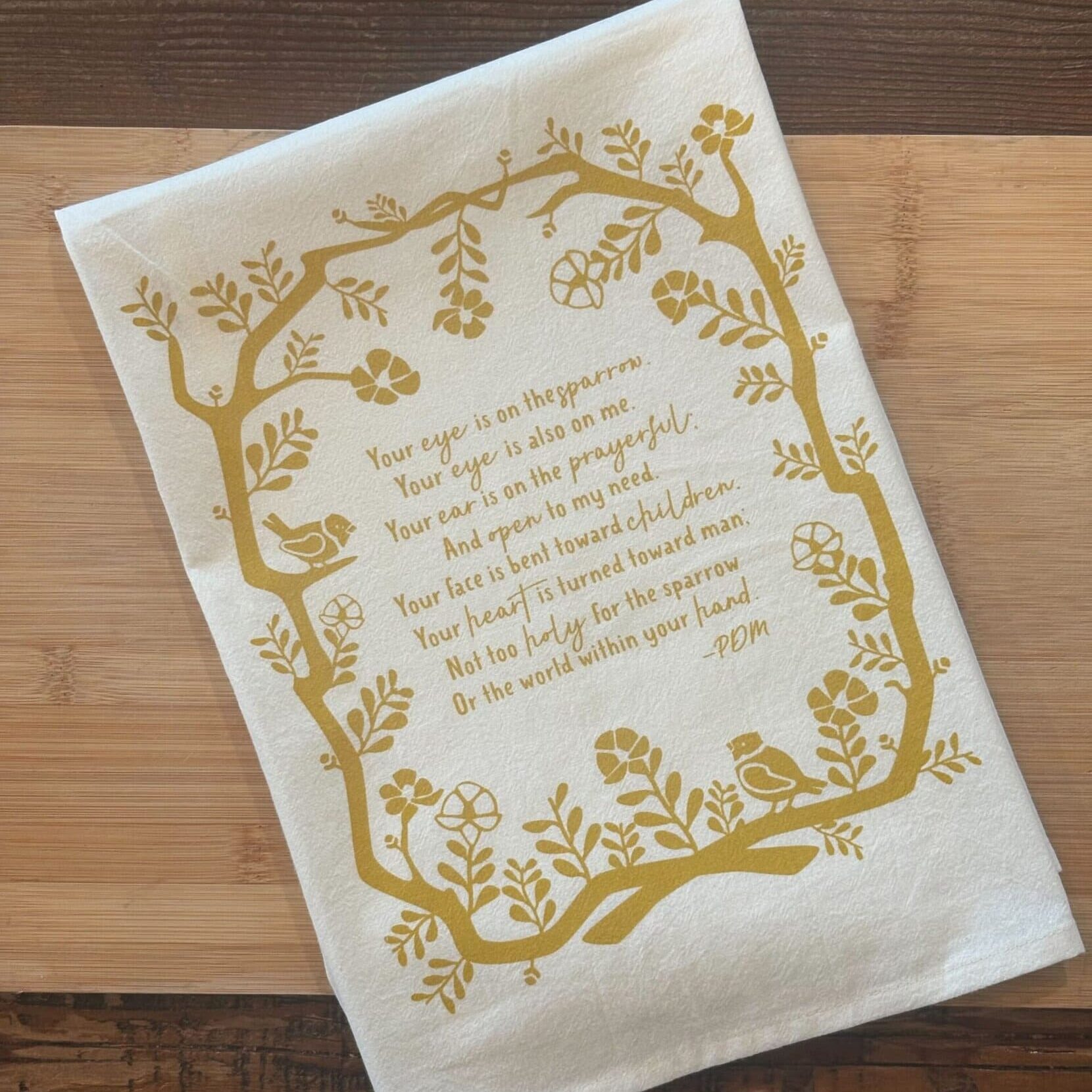 "Not Too Holy for the Sparrow" Tea Towel - Image 2